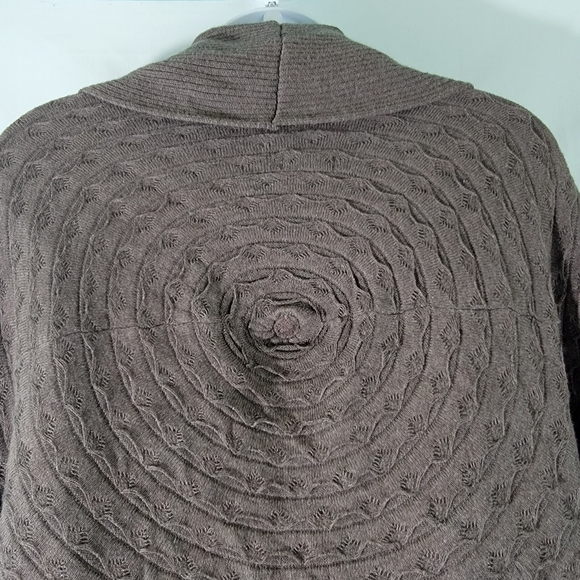 Soma Intimate Waterfall Knit Cardigan Sz L Gray Artsy Cotton Blend Cozy Lounging - Picture 5 of 12